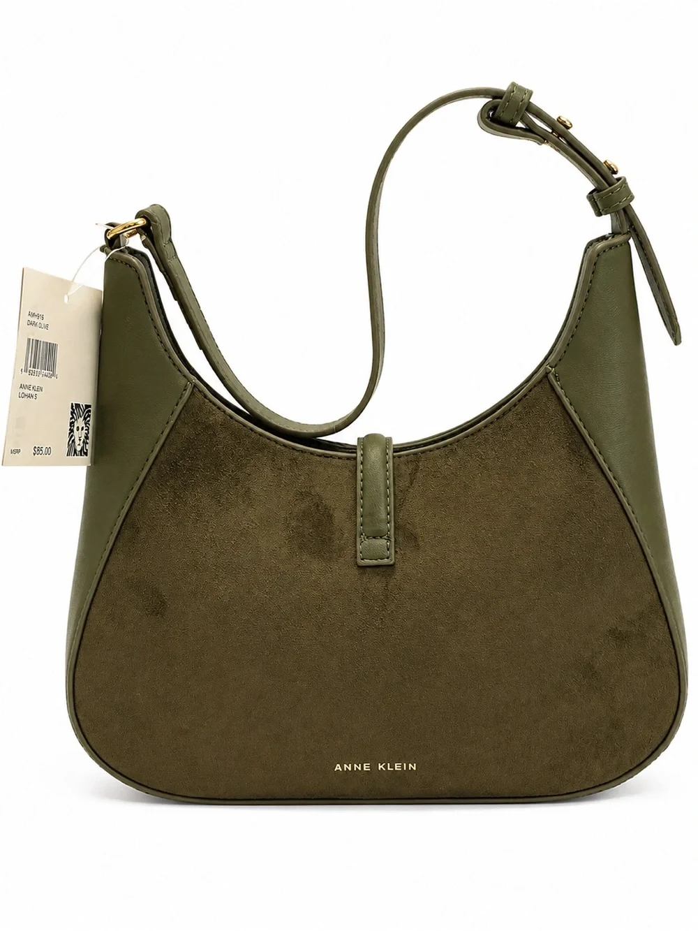 NWT Anne Klein Olive Suede Hobo with Printed Scarf Accent